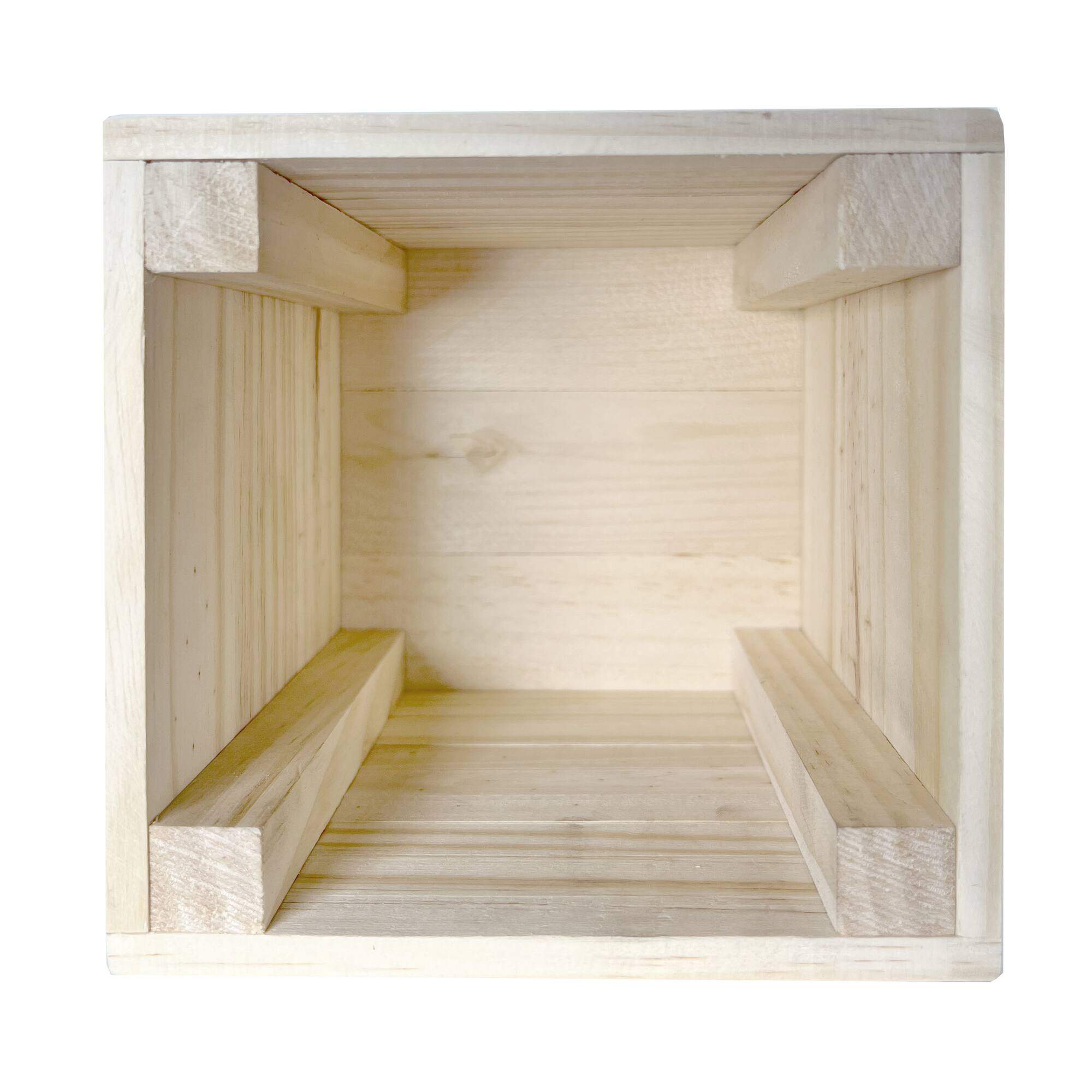 6" Unfinished Wooden Cube Riser Box